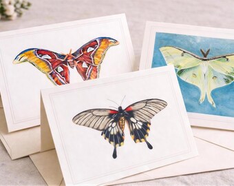 Schmetterlings-Briefpapier-Geschenkset, Aquarell-Notizblock und Karte, Geschenk für Schriftsteller, Luxuspapierwaren