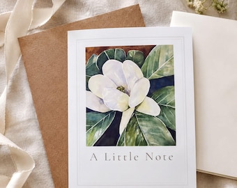 Magnolie Aquarell Karte: Briefpapier (Blanko, A2 Gefaltet)