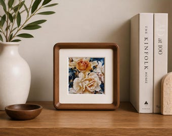 Rose Aquarell Kunstdruck, Blumen Dekor, Geschenk für Sie, mit Rahmen