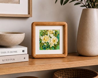 Gerahmte Blumen Wand Kunst Druck | Creme Rose Aquarell | Kleines gerahmtes Geschenk für sie | Cottagecore Dekor