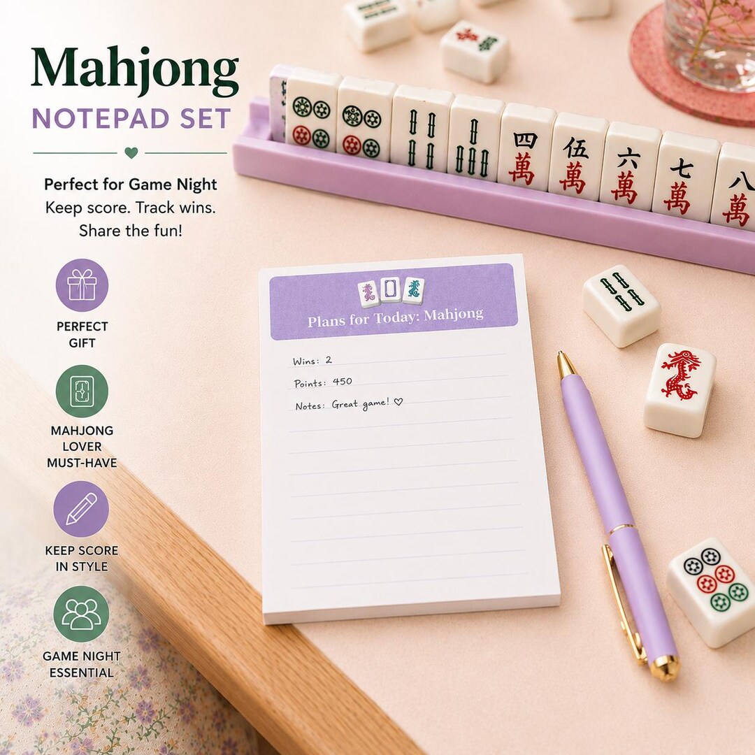 Mahjong Notepad Mahjong Score Pad Set of 4, Mahjong Notepad Gift for Women, Mahjong ...