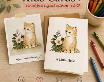 Tarjetas de agradecimiento para niños, set de papelería con gatitos, lindas tarjetas de notas de gatos para niñas, papelería infantil, tarjetas de saludo