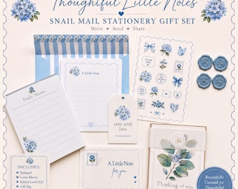 Pen Pal Kit Brief Set Fern Geschenk Freund Geburtstag Briefpapier Blau Blumen Post Set