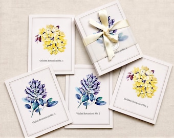 Botanische Aquarell Grußkarten | Blumen Danke-Karten-Set | Briefpapier Geschenk Set | Blanko-Karte