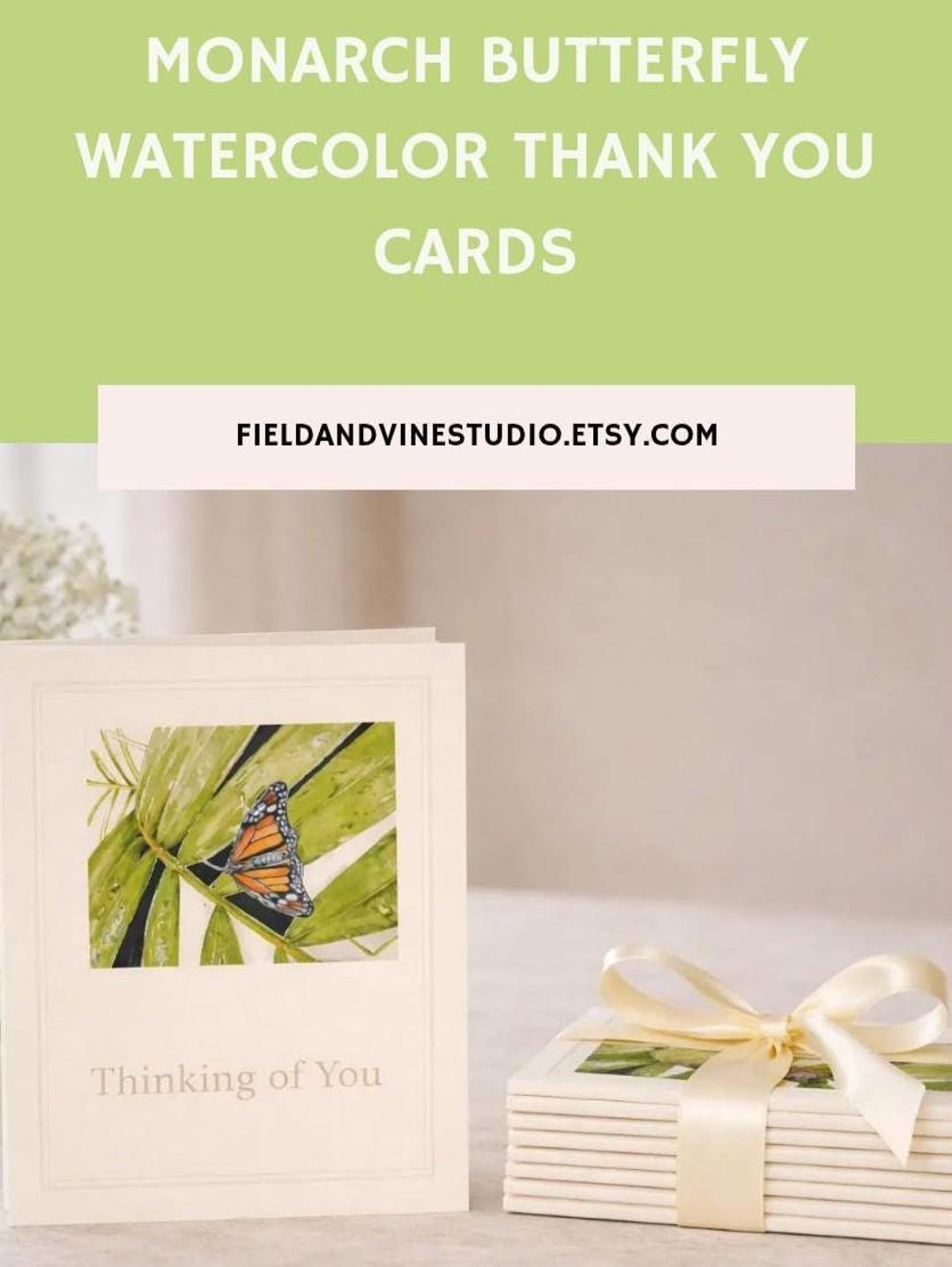 Monarch Butterfly Watercolor Thank You Cards, Botanical Stationery Set ...