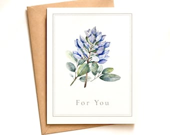 Biglietto "Pensa a te" Biglietto floreale ad acquerello Biglietto regalo per migliori amiche Biglietti per amici Biglietto di accompagnamento regalo Amici