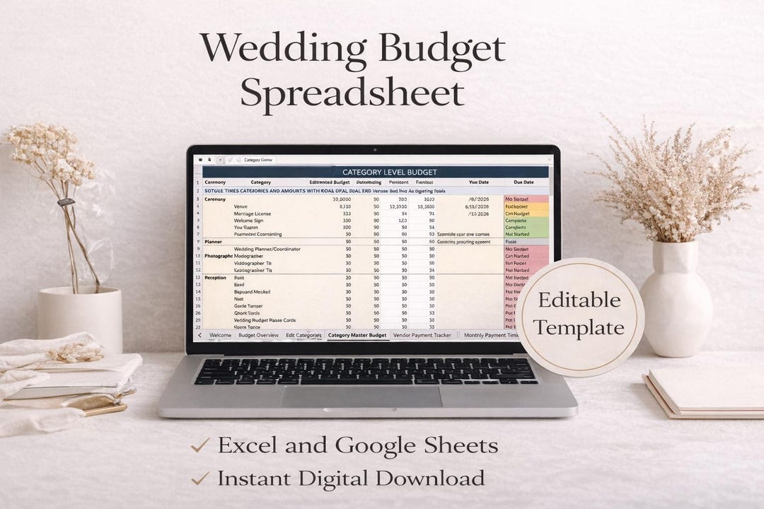 Wedding Budget Spreadsheet Template | Ultimate Wedding Budget Planner ...