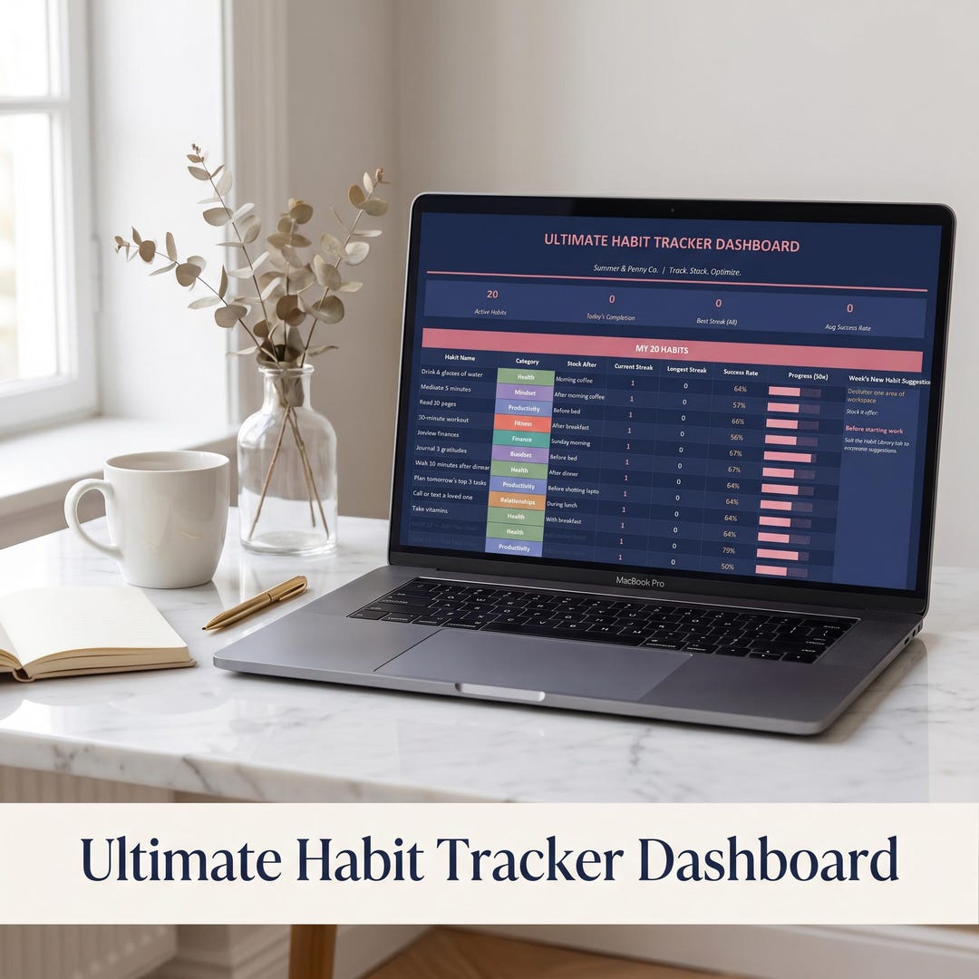 Ultimate Habit Tracker Dashboard - Google Sheets Template | Daily ...