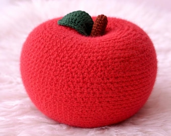 Gehäkeltes Apfel-Kissen, Obst-Kissen, Handgefertigtes Plüsch-Kissen, Kawaii-Kissen, Wohnkultur, Geschenk für Sie