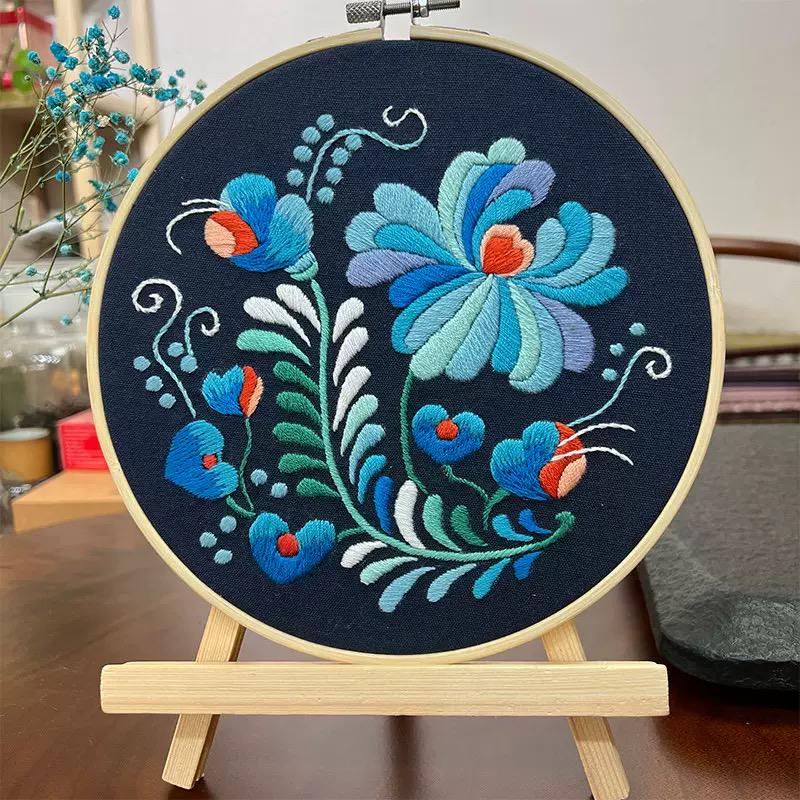 Hand Embroidery Floral Hoop Art, Botanical Wall Decor, Framed Flower ...