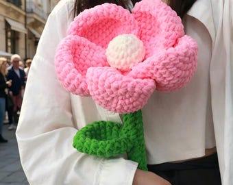 Handgefertigte grobstrick häkeln rosa Blume - riesige weiche Garn Blüte, für immer Blume Geschenk für sie, süßes Wohndekor, Geburtstagsgeschenk
