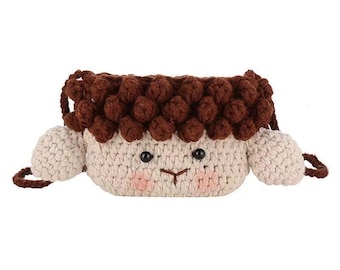 Handgemachte gehäkelte Lamm Umhängetasche - Niedliche Schaf Schultertasche, Kawaii Mini Tasche, Weiches Garn Geschenk für Mädchen und Frauen