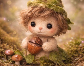 Handgemachte nadelgefilzte Fee Figur – Waldgeist, Naturliebhaber Geschenk