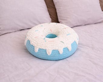 Handgemachtes gehäkeltes Donut-Kissen, Dessertkissen, Kawaii-Wohnkultur, 30,5 cm