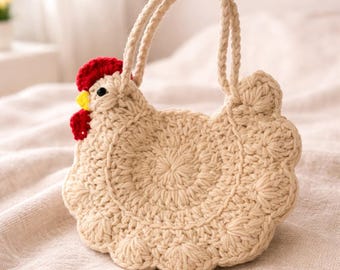 Gehäkelte Küken Tasche, niedliche Huhn Crossbody, Kawaii Tier Mini Tasche, handgemachte gestrickte Tasche, Geschenk für Sie