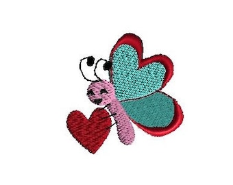 Mini Butterfly with Heart Machine Embroidery Design-INSTANT DOWNLOAD