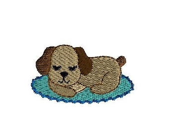 Mini Sleeping Dog Machine Embroidery Design-INSTANT DOWNLOAD