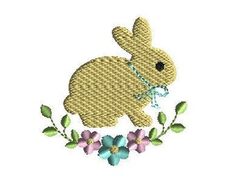 Mini Bunny Floral Machine Embroidery Design-INSTANT DOWNLOAD