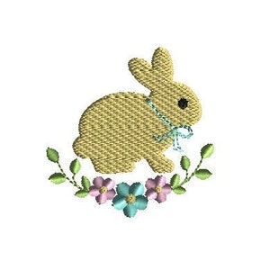Mini Bunny Floral Machine Embroidery Design-INSTANT DOWNLOAD