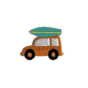 Mini Car with Surf Board Machine Embroidery Design-INSTANT DOWNLOAD