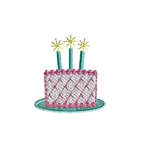 Mini Birthday Cake Machine Embroidery Design-INSTANT DOWNLOAD