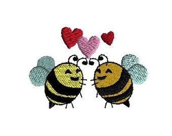 Mini Valentine Bees Machine Embroidery Design-INSTANT DOWNLOAD