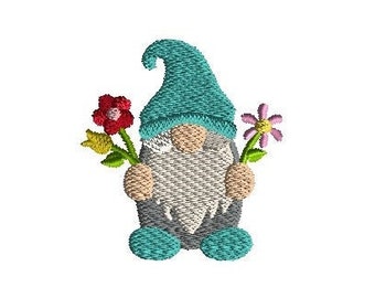 Mini Spring Gnome Machine Embroidery Design-INSTANT DOWNLOAD