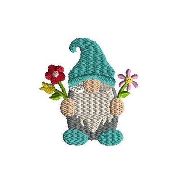 Mini Spring Gnome Machine Embroidery Design-INSTANT DOWNLOAD