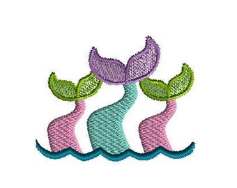 Mini Mermaid Tails 3 Machine Embroidery Design-INSTANT DOWNLOAD