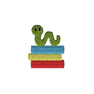 Mini Book Worm Machine Embroidery Design-INSTANT DOWNLOAD