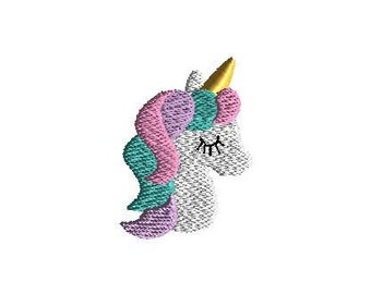 Mini Unicorn Head Machine Embroidery Design-INSTANT DOWNLOAD-3 sizes