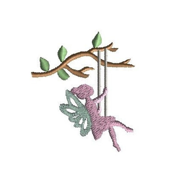 Mini Fairy on Swing Machine Embroidery Design-INSTANT DOWNLOAD