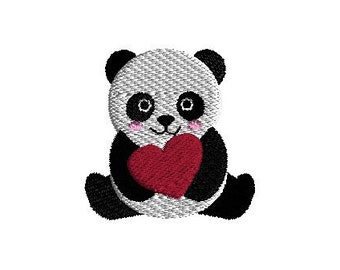 Mini Valentine Panda Machine Embroidery Design-INSTANT DOWNLOAD-3 sizes