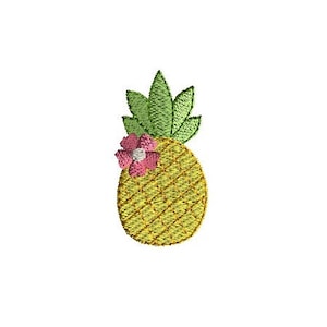 Mini Pineapple with Flower Machine Embroidery Design-INSTANT DOWNLOAD