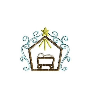 Diseño de bordado a máquina de mini pesebre - DESCARGA INMEDIATA