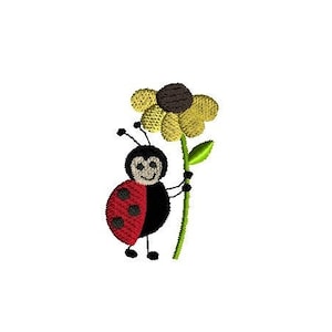 Mini Ladybug Lazy Susan Flower Machine Embroidery Design-INSTANT DOWNLOAD