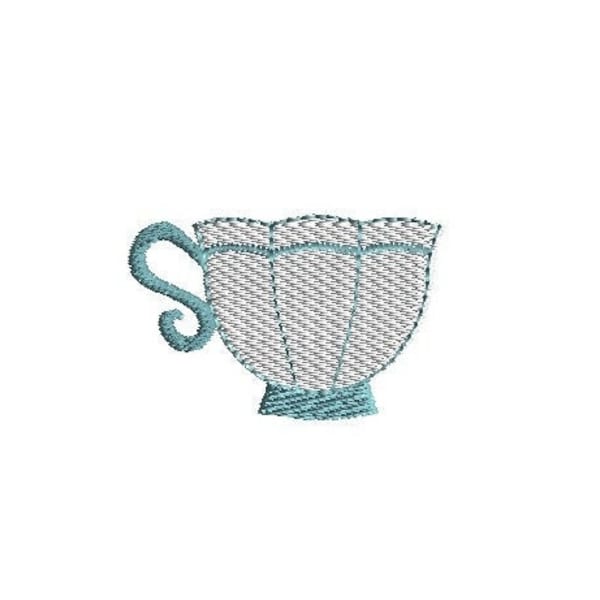 Mini Vintage Teacup Machine Embroidery Design-INSTANT DOWNLOAD