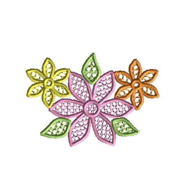Flowers 3 Free Standing Lace-FSL-Machine Embroidery Design-INSTANT DOWNLOAD