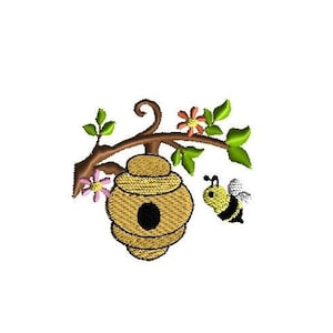 Mini Bee and Hive Machine Embroidery Design-INSTANT DOWNLOAD