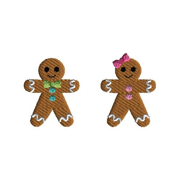 Mini Gingerbread Boy & Girl Machine Embroidery Designs-INSTANT DOWNLOAD