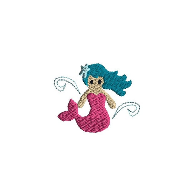 Mini Mermaid Machine Embroidery Design-INSTANT DOWNLOAD