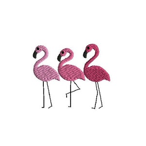 Design de bordado à máquina Mini Flamingo Trio - DOWNLOAD INSTANTÂNEO