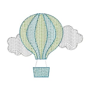 Hot Air Balloon Quick Stitch Machine Embroidery Design-INSTANT DOWNLOAD