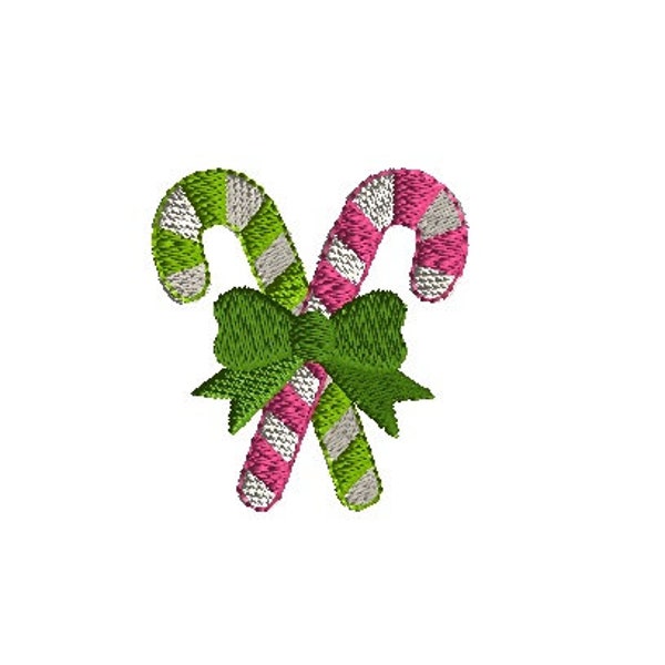 Mini Candy Cane with Bow Christmas Machine Embroidery Design-INSTANT DOWNLOAD