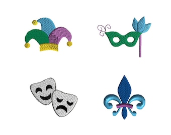 Mini Mardi Gras Machine Embroidery Design Set-INSTANT DOWNLOAD