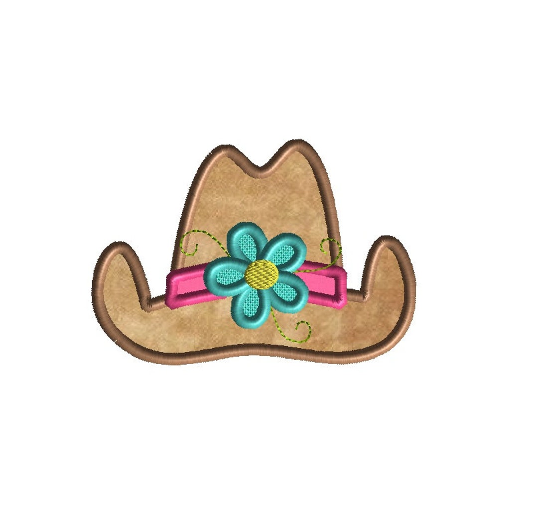 Cowgirl Hat With Flower Applique Machine Embroidery - Etsy