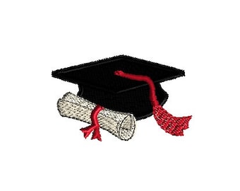 Mini Graduation Cap and Diploma Machine Embroidery Design-3 sizes-INSTANT DOWNLOAD
