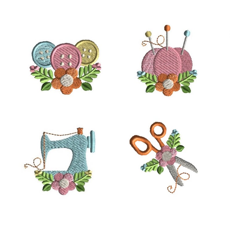 Mini Sewing Designs with Flowers Machine Embroidery Design Etsy