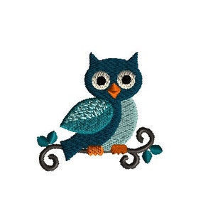 Mini Owl on Vine Machine Embroidery Design-INSTANT DOWNLOAD