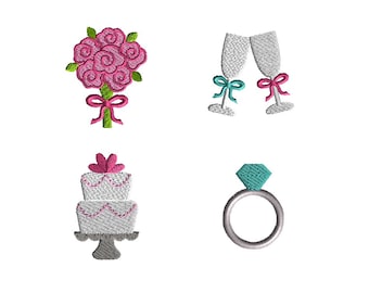 Mini Wedding Machine Embroidery Design Set-INSTANT DOWNLOAD